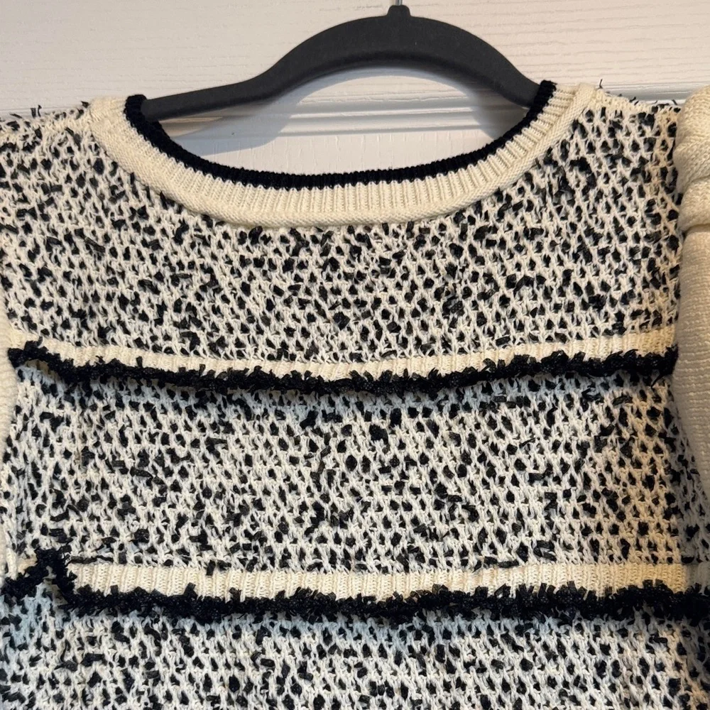 Skies Are Blue Cream and Black Patterned Sweater
